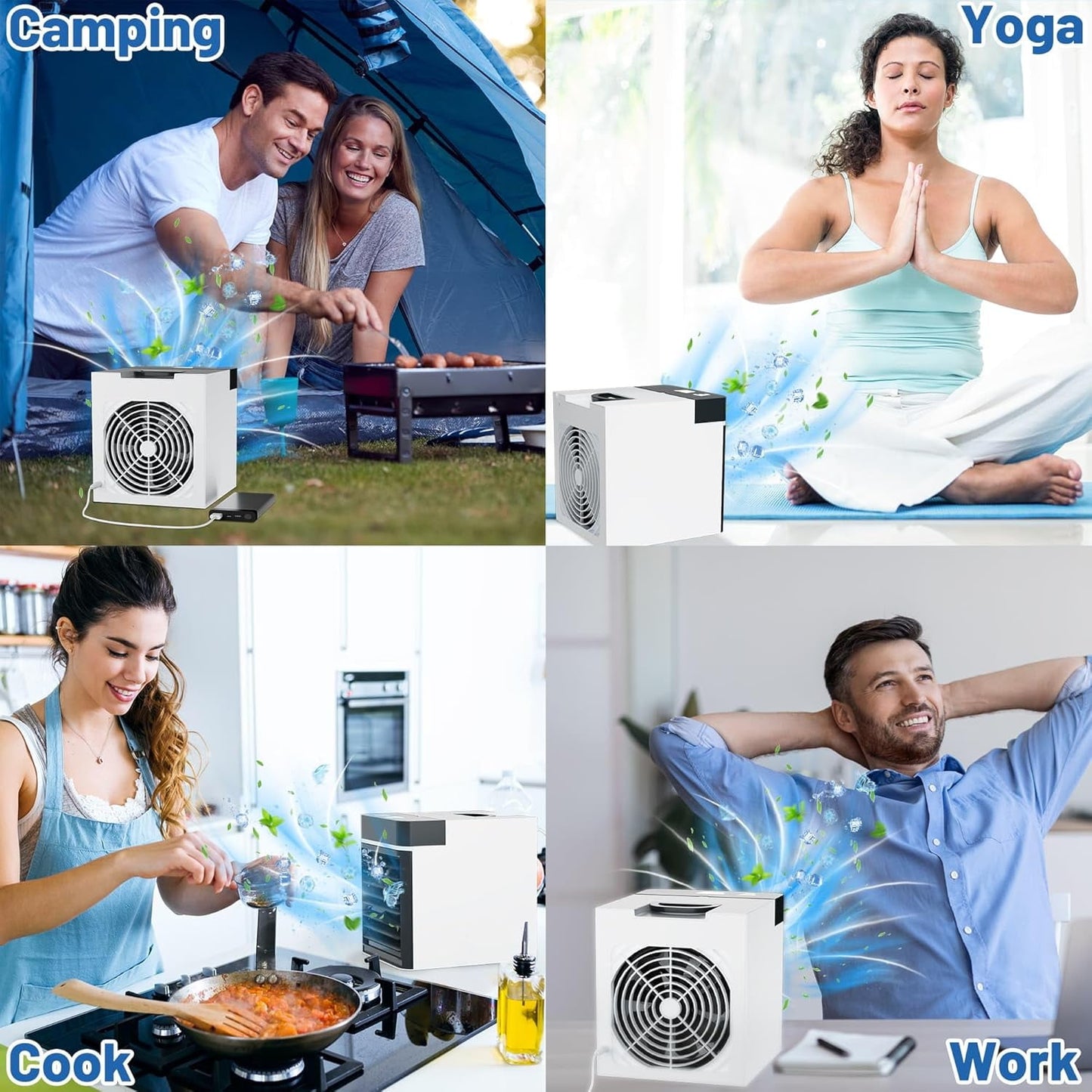 Livhil Portable Air Conditioners Fan, Anti-leakage Water Mini Air Cooler with 3 Speeds, Personal Ice Air Conditioner for Room Desk Office Home Tent