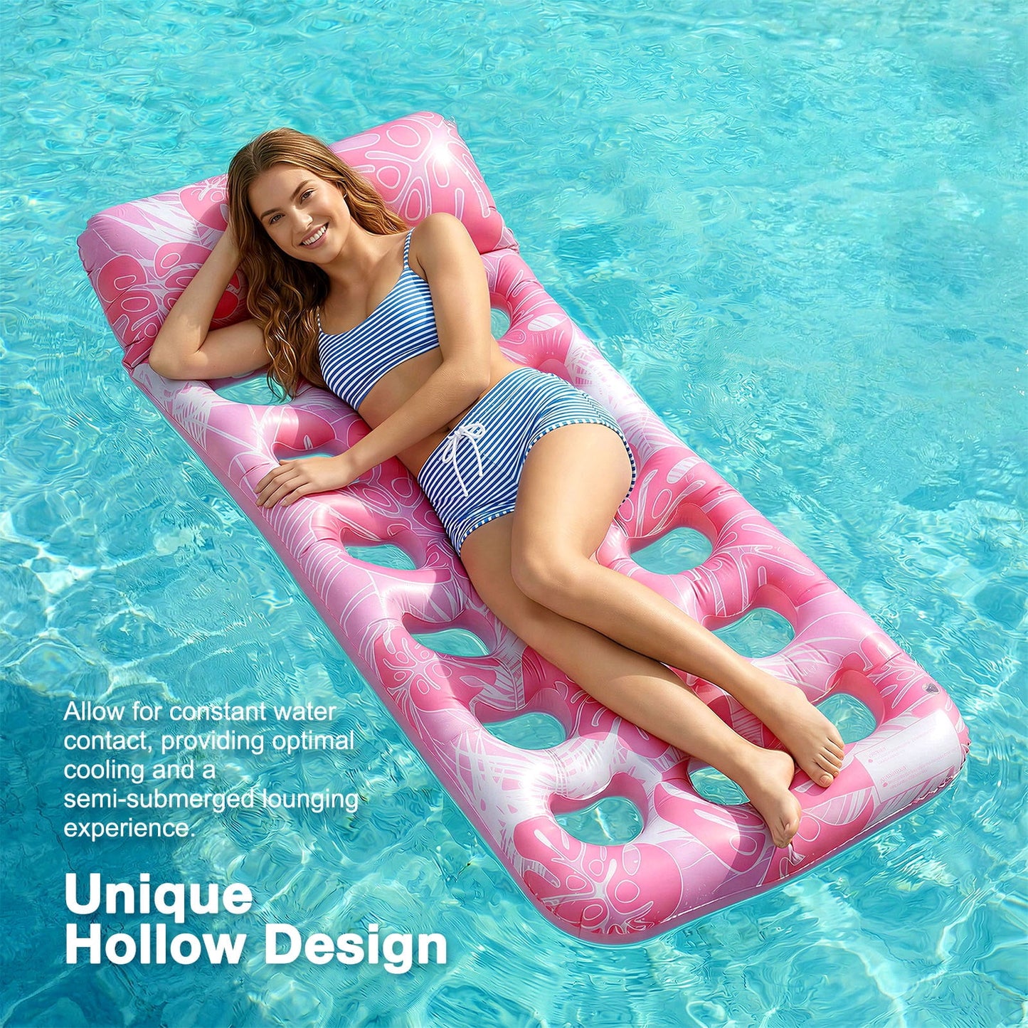 Livhil Inflatable Pool Floats Adult, Large Pool Float , Pool Lounger with Headrest, Pool Rafts, Tanning Pool for Swimming Pool Party