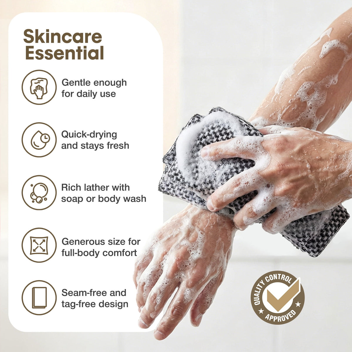 Livhil 2Pcs Exfoliating Shower Towel, Exfoliating Washcloth Stretchable Quick Dry, Exfoliating Towel for Body, Suitable for All Skin