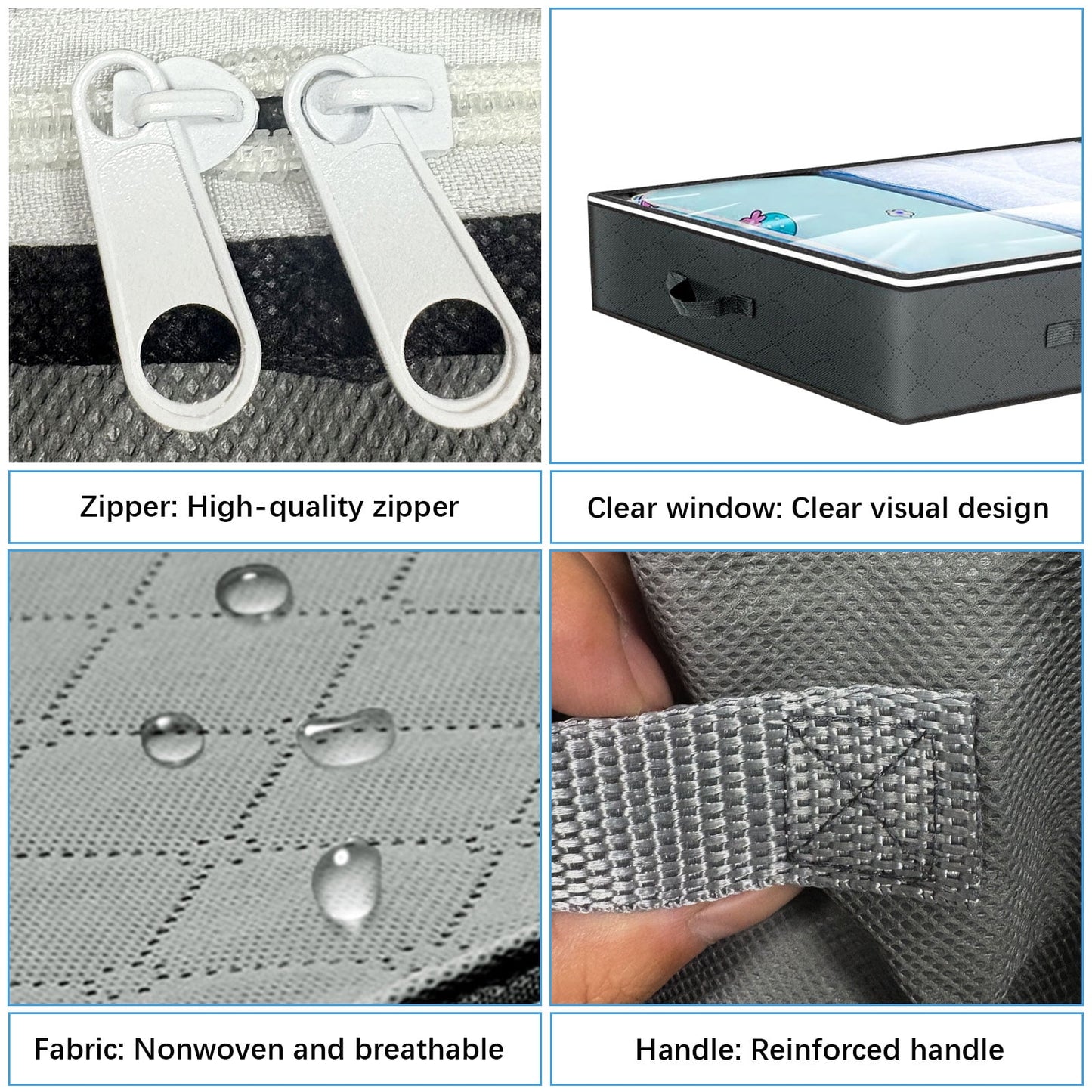 Livhil 4Pack Under Bed Storage Containers Under Bed Shoe Storage with 5Pcs Vacuum Storage Bags, Includes Hand Pump