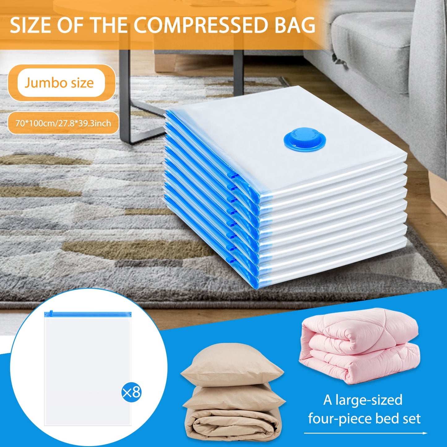 Livhil 6 Combo Vacuum Storage Bags with Pump, Jumbo Large Medium Space Saver Vacuum Seal Bags for Clothing Travel