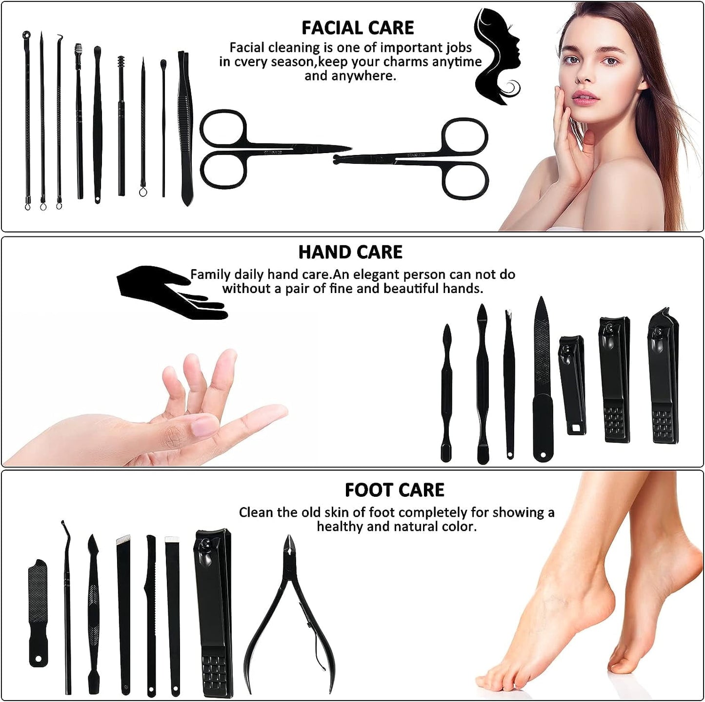 Livhil Manicure Set Professional Nail Clipper Kit 26pcs Stainless Steel Manicure Kit, Nail Care Tools