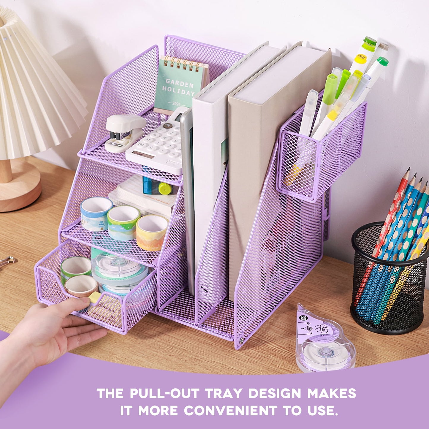 Livhil Desk Organizer Office Accessories, Workspace Rose Gold Desktop Organizer, File Organizer for Desk Drawer Organizer