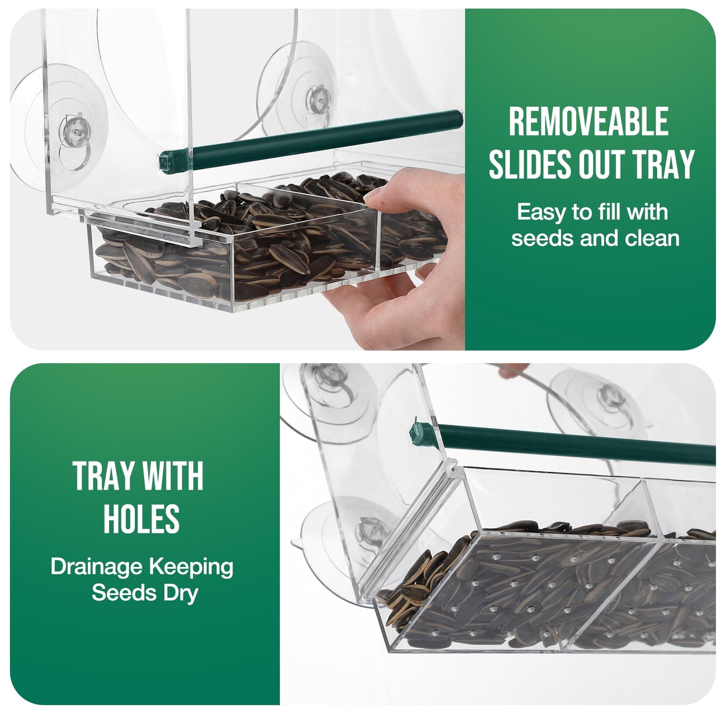 Livhil Window Bird Feeders with Strong Suction Cups, Outside Bird Window Feeder