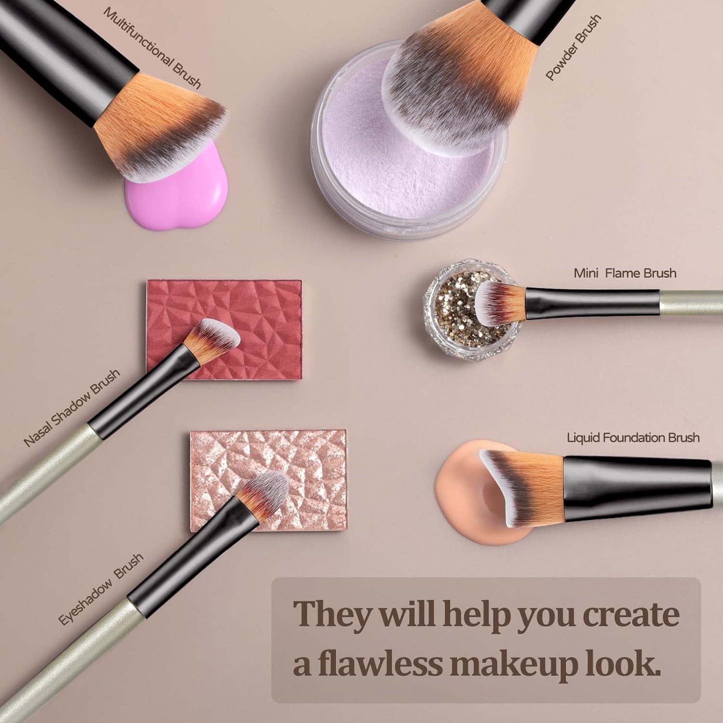 Livhil 18 Pcs Professional Makeup Brushes Set for Eye and Face, Premium Eye Makeup Brushes Soft Makeup Brushes(Champagne Gold)