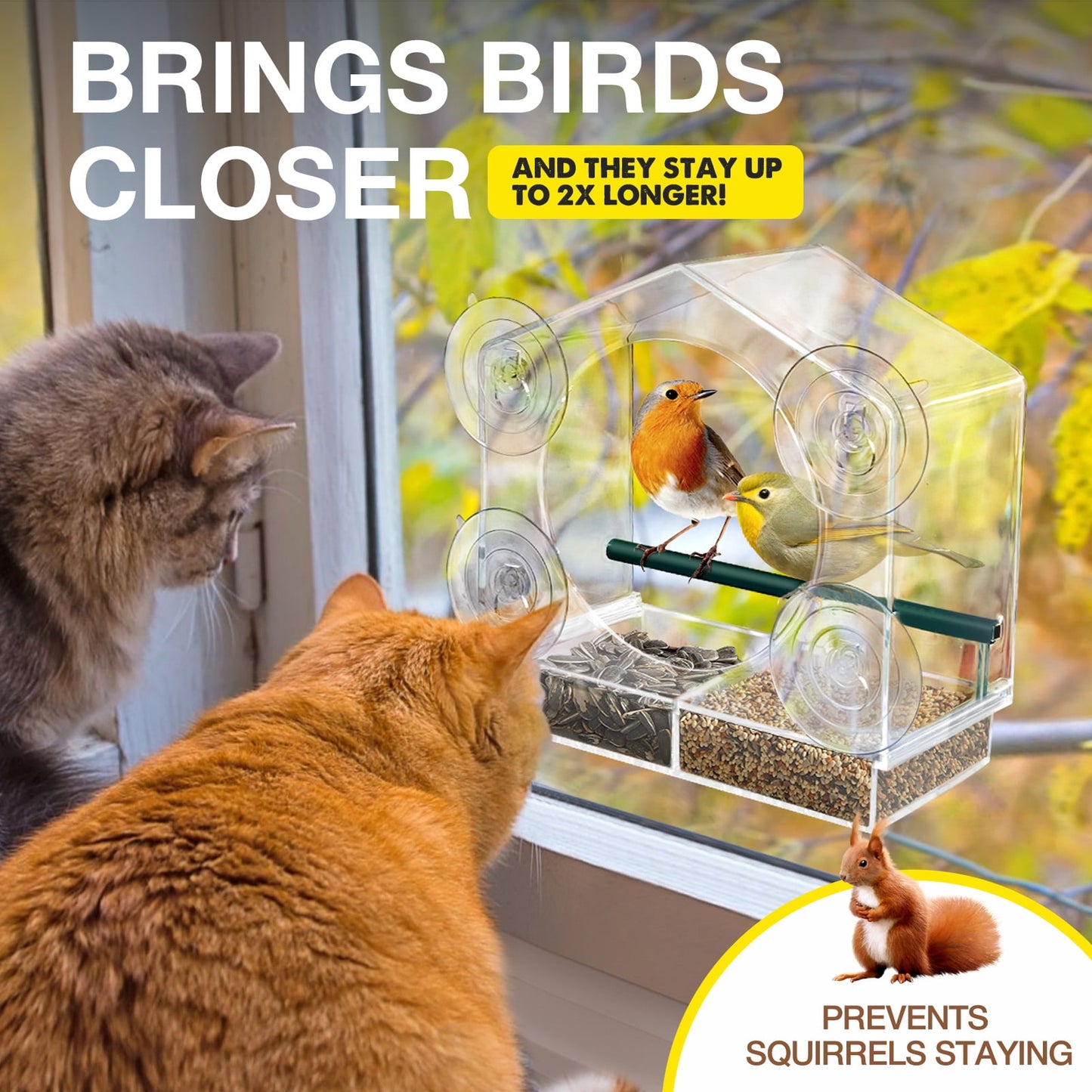 Livhil Window Bird Feeders with Strong Suction Cups, Outside Bird Window Feeder