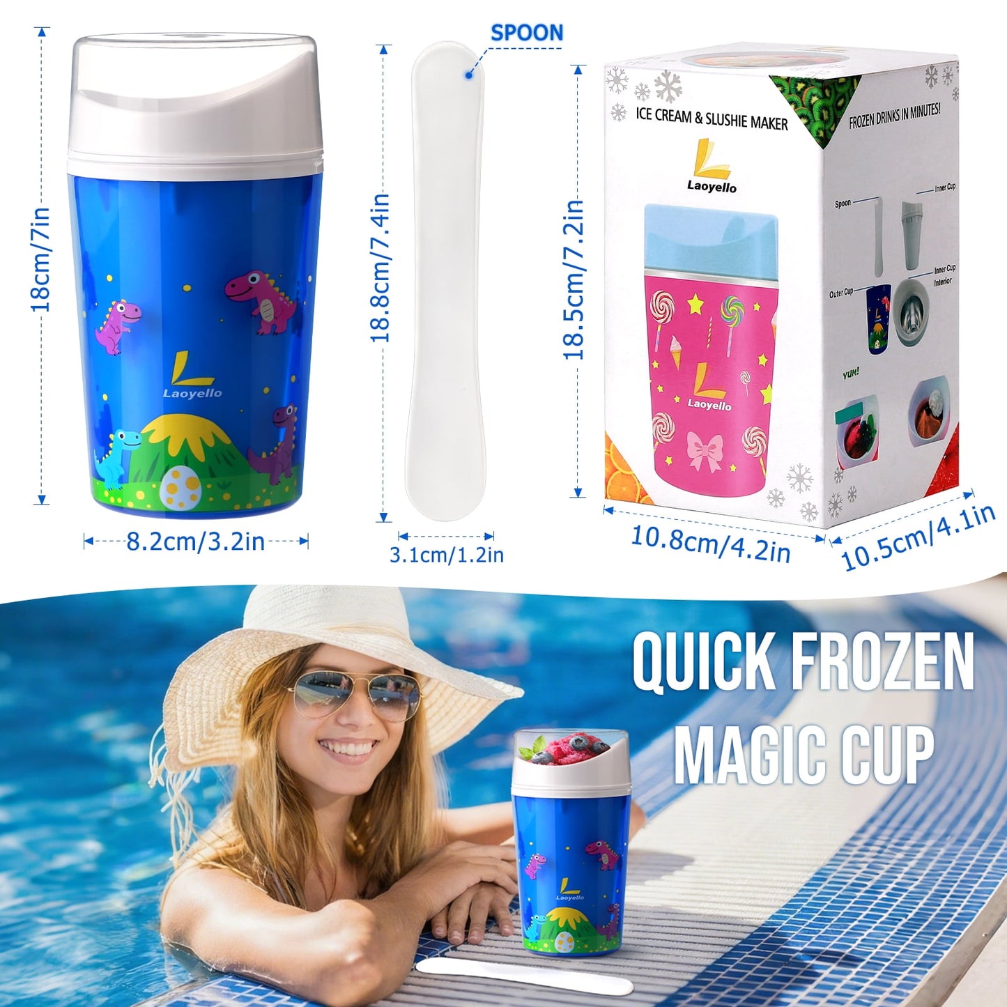 Livhil Slushy Cup, Quick Frozen Slushie Cup Maker , Magic Squeeze Cup Turn Any Drink into Slushy, DIY Smoothie Cup(Blue)