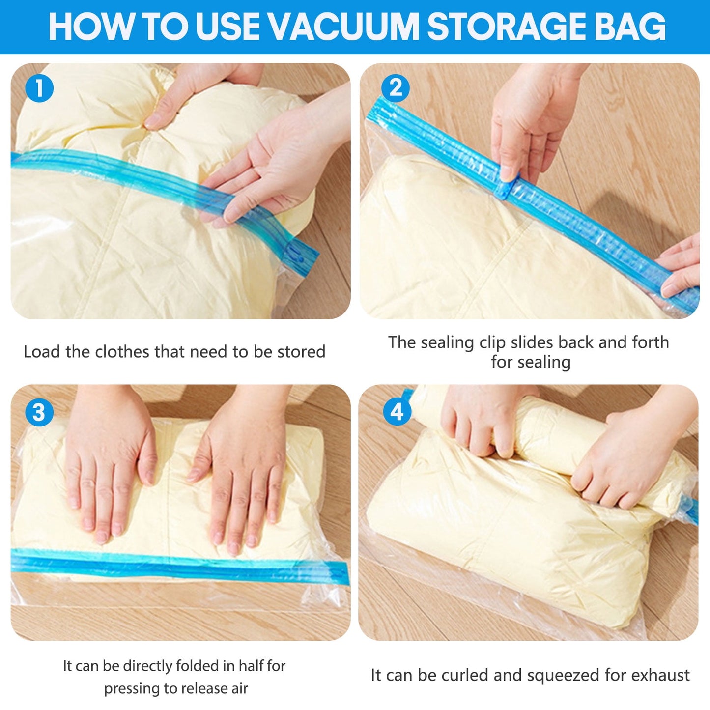 Livhil Vacuum Storage Bags, Home Essentials Space Saver Vacuum Bags Compression, Hand Pump Included