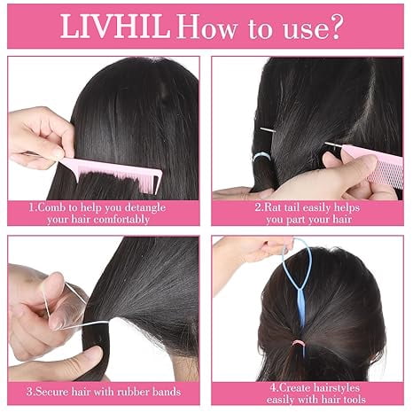 Livhil 24 Colors Hair Rubber Bands with Tail Hair Tools and Hair Clips, 1695 Pcs Elastic Small Hair Ties, Hair Accessories
