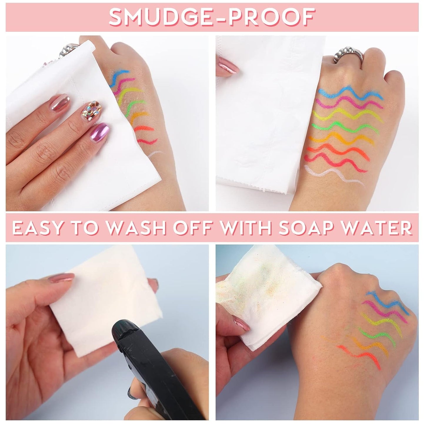 Livhil 8 Colors UV Neon Liquid Eyeliner Set, Glow in the Dark Bright Waterline Eyeliner Pencils, Eyeliner Waterproof Smudge Proof for Eye Liner Makeup