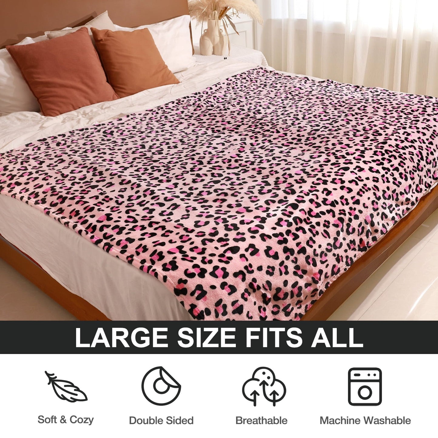 Livhil Flannel Fleece Throw Blanket, Lightweight Cozy Plush Leopard Blanket