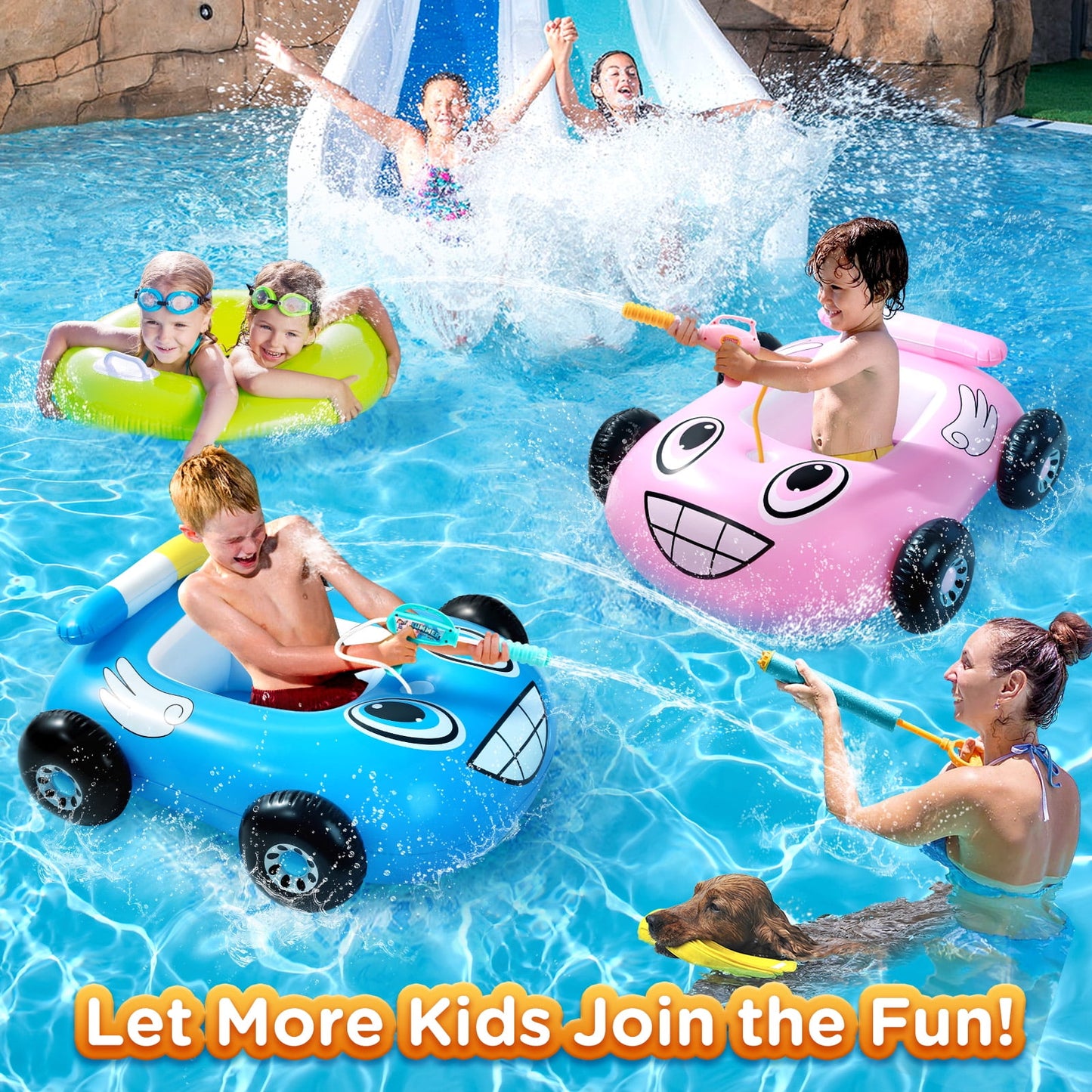 Livhil Swimming Pool Floats Kids 3-6 with Canopy, Tank Inflatable Pool Floats for Kids