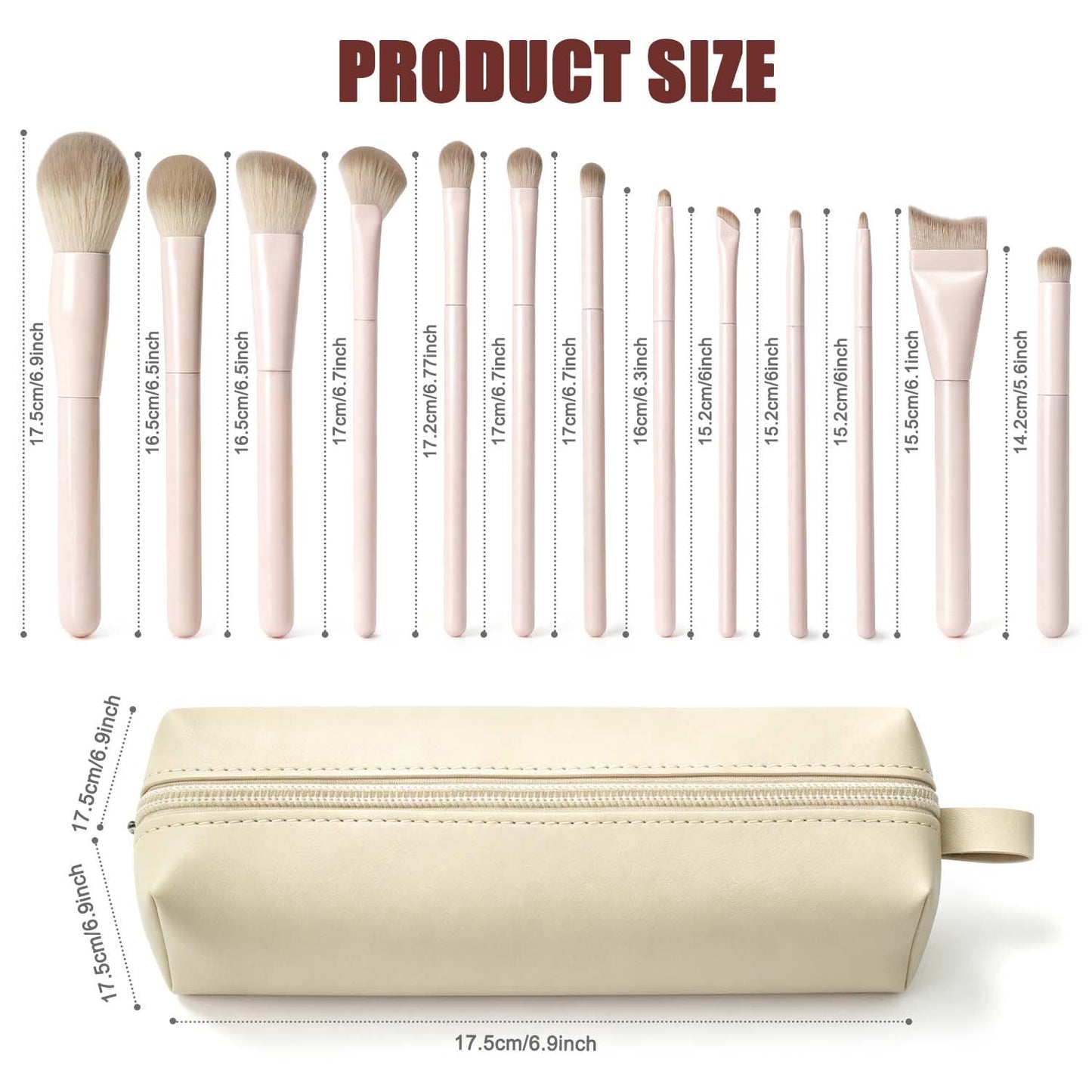 Livhil 13 Pcs Pink Makeup Brushes Set, Soft Makeup Brushes with Pouch, Eyeshadow Brushes Easy-taken Full Face Cosmetic Brushes for Beginners