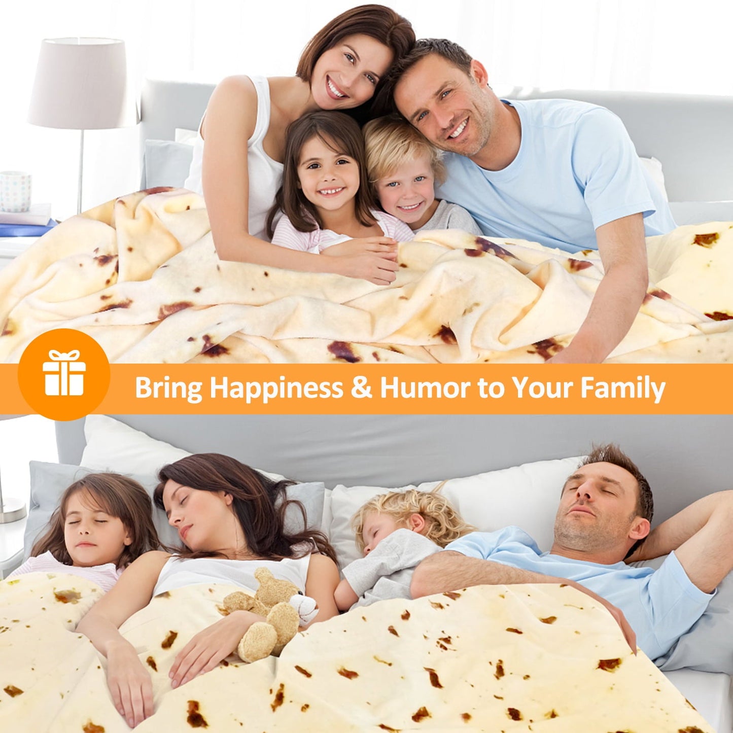 Livhil Giant Tortilla Blanket 71 inch Double Sided, Tortilla Blanket Adult Size Funny Blankets Food Blankets