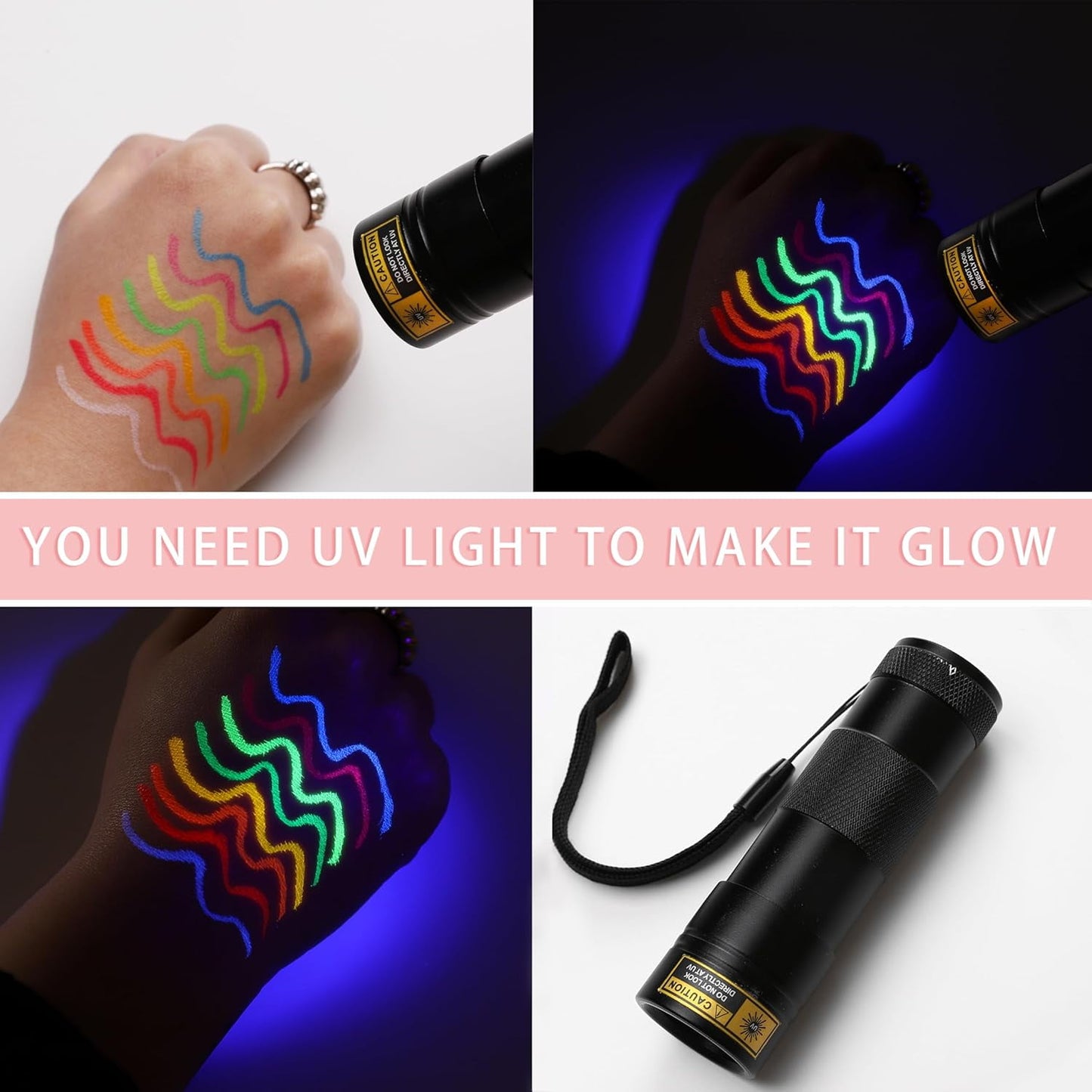 Livhil 8 Colors UV Neon Liquid Eyeliner Set, Glow in the Dark Bright Waterline Eyeliner Pencils, Eyeliner Waterproof Smudge Proof for Eye Liner Makeup