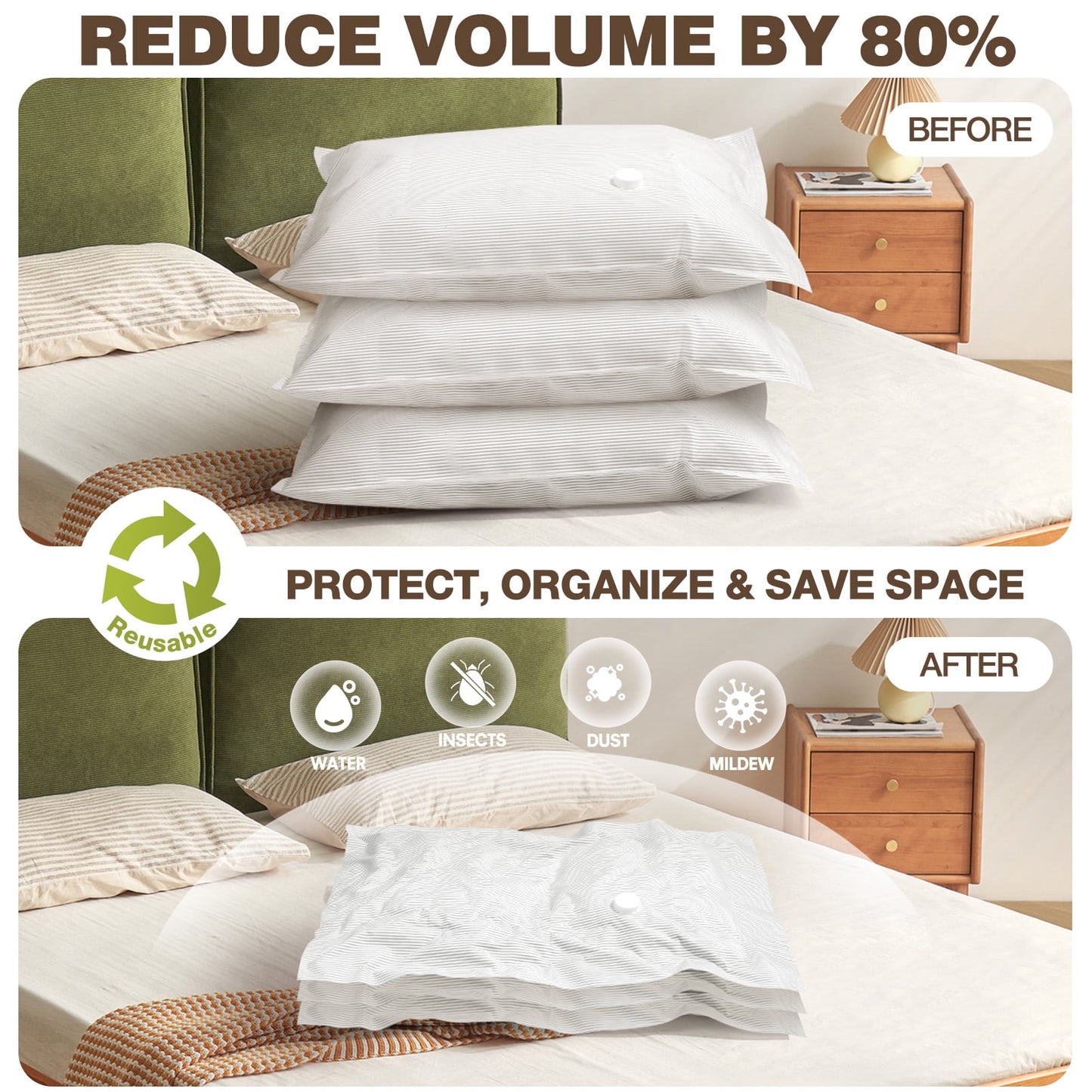 Livhil 6 Pcs Oxford Cloth Vacuum Storage Bags,Space Saver Seal Bags for Clothes,with Hand Pump