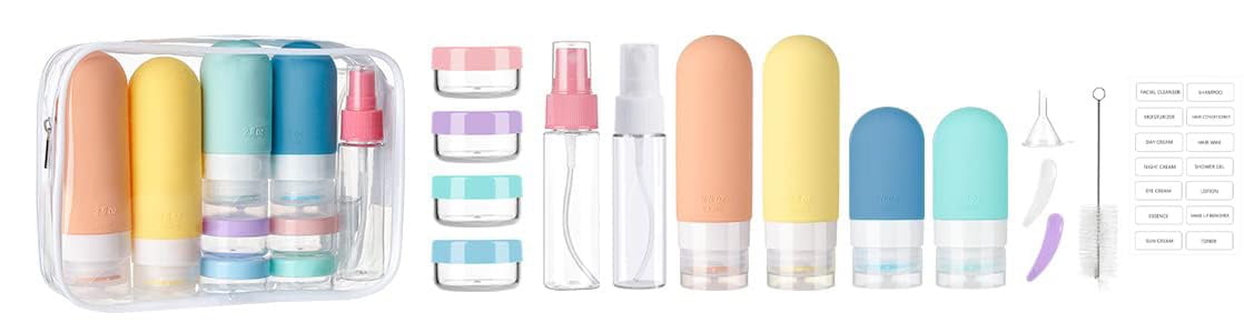 Livhil 16 Pcs Travel Bottles for Toiletries, Leak Proof Refillable Travel Containers, Travel Essentials Silicone Toiletry Bottles