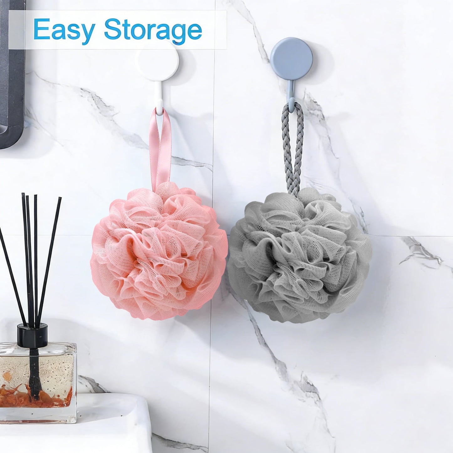 Livhil 4pcs Shower Loofah Sponge, Exfoliating Body Scrubber Bath Sponge for Women and Men, Loofa Shower Sponge