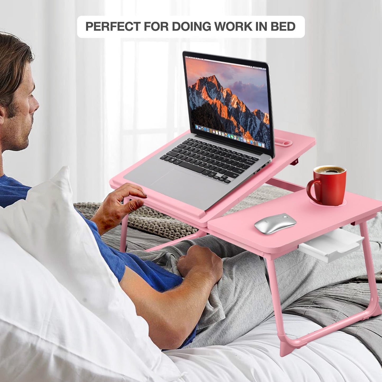 Livhil Lap Desk- Fits up to 15.6 Inch Laptop Desk, Foldable Bed Tray Breakfast Table with 5 Angles Tilting Top