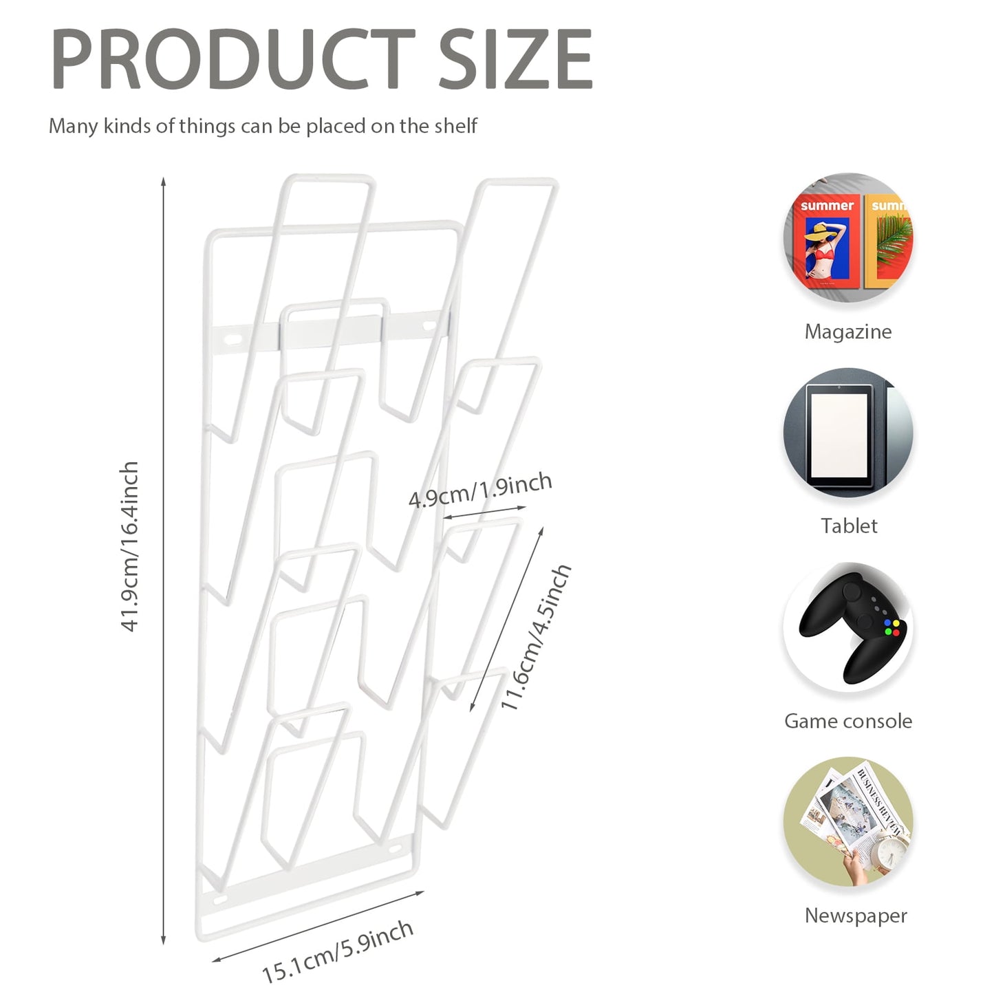 Livhil Device Organizer, Tablet Storage Rack Wall Mount, 4-Tier Tablet Organizer for iPad, Laptop, Gaming Console