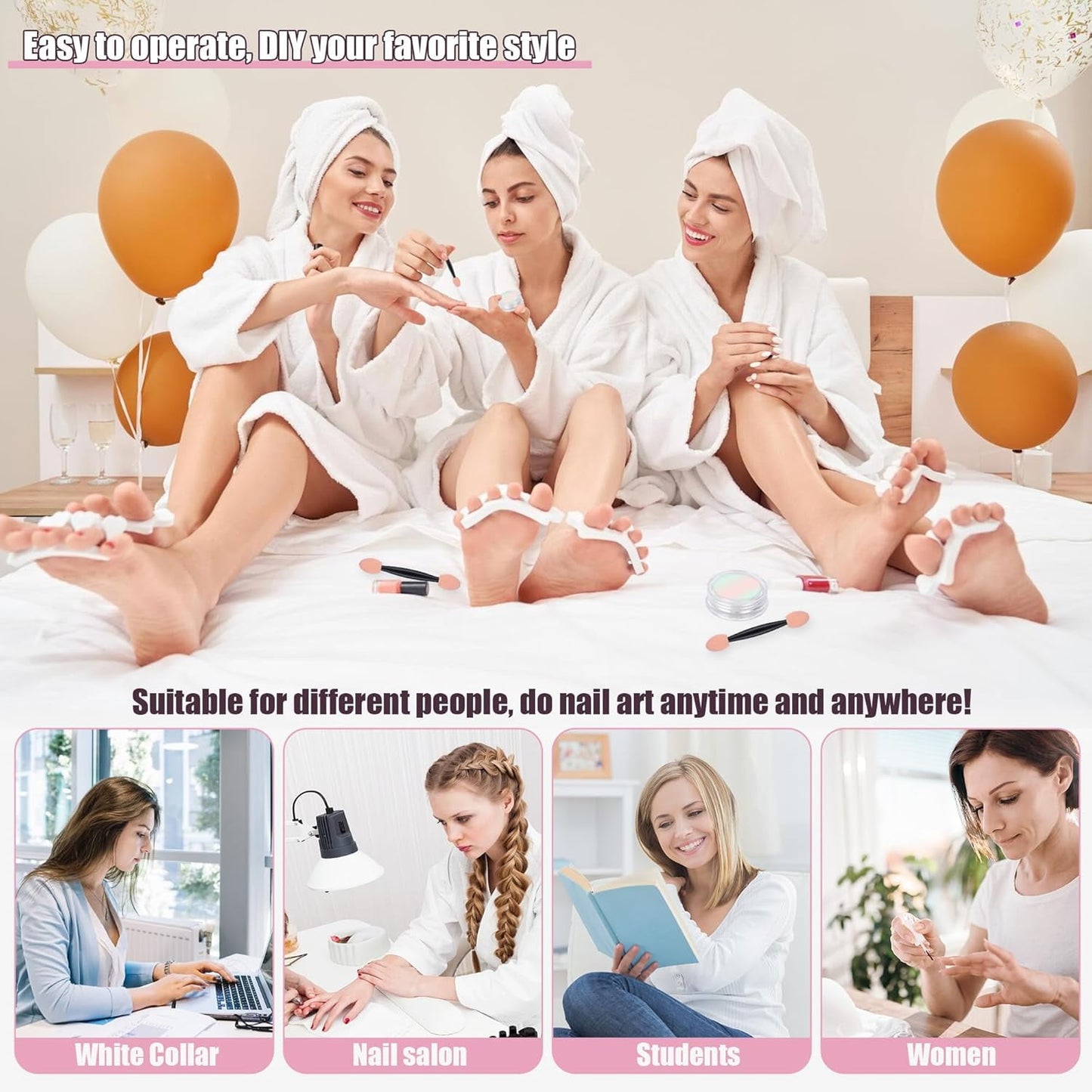 Livhil 8pcs Chrome Nail Powder, Mirror-effect Dip Powder Nail Kit, Pearl Chrome Nail Powder for Home DIY and Nail Salon