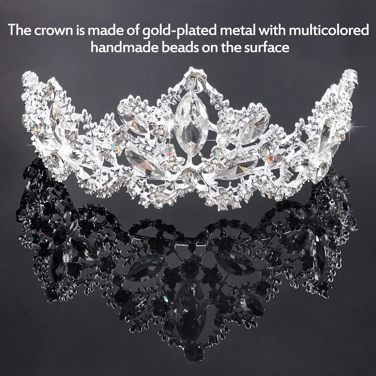 Wedding Tiara Crystal Rhinestones Bridal Crown, Silver Wedding Bridal Crown