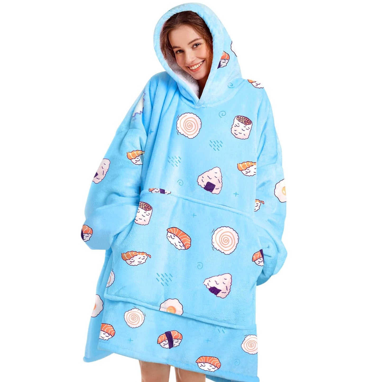 Livhil Wearable Blanket Hoodie Sweater , Oversized Blanket Hoodie with Sleeves Sherpa Sweatshirt Blanket