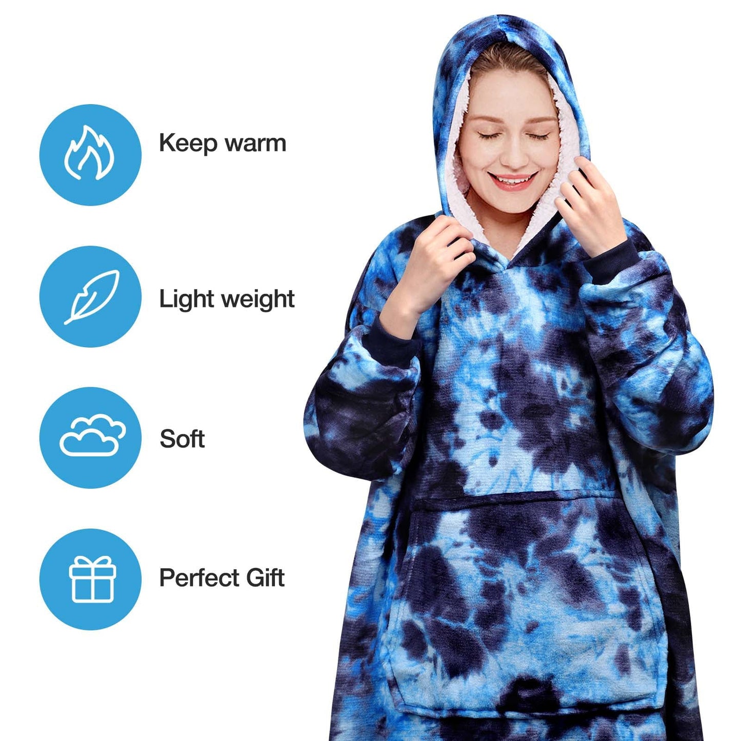 Livhil Wearable Blanket Hoodie Sweater , Oversized Blanket Hoodie with Sleeves Sherpa Sweatshirt Blanket