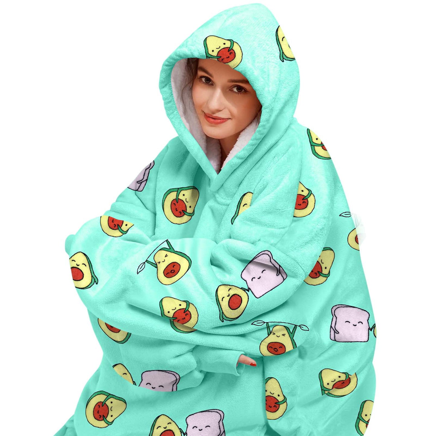 Wearable Blanket Hoodie, Oversized Blanket Hoodie Sherpa Sweatshirt Blanket