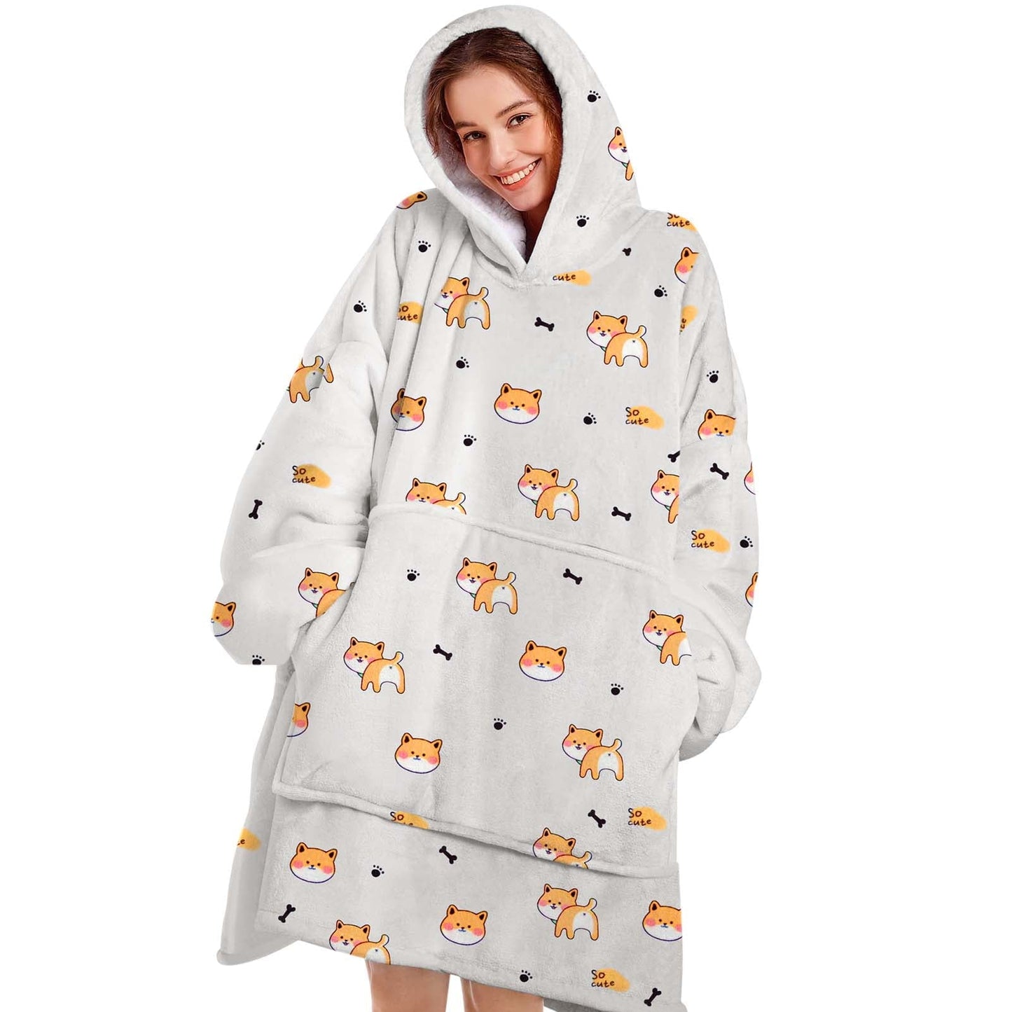 Livhil Wearable Blanket Hoodie Sweater , Oversized Blanket Hoodie with Sleeves Sherpa Sweatshirt Blanket