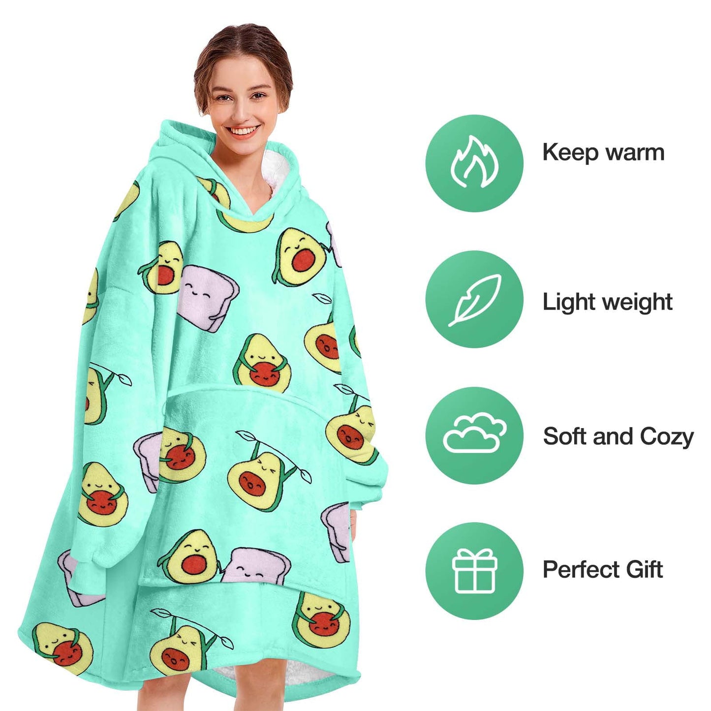 Livhil Wearable Blanket Hoodie Sweater , Oversized Blanket Hoodie with Sleeves Sherpa Sweatshirt Blanket