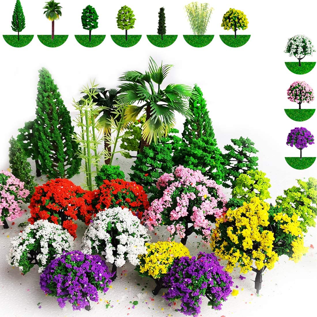 Mixed Model Trees Model Train Scenery, DIY Scenery Landscape Woodland Scenics Multiple Type