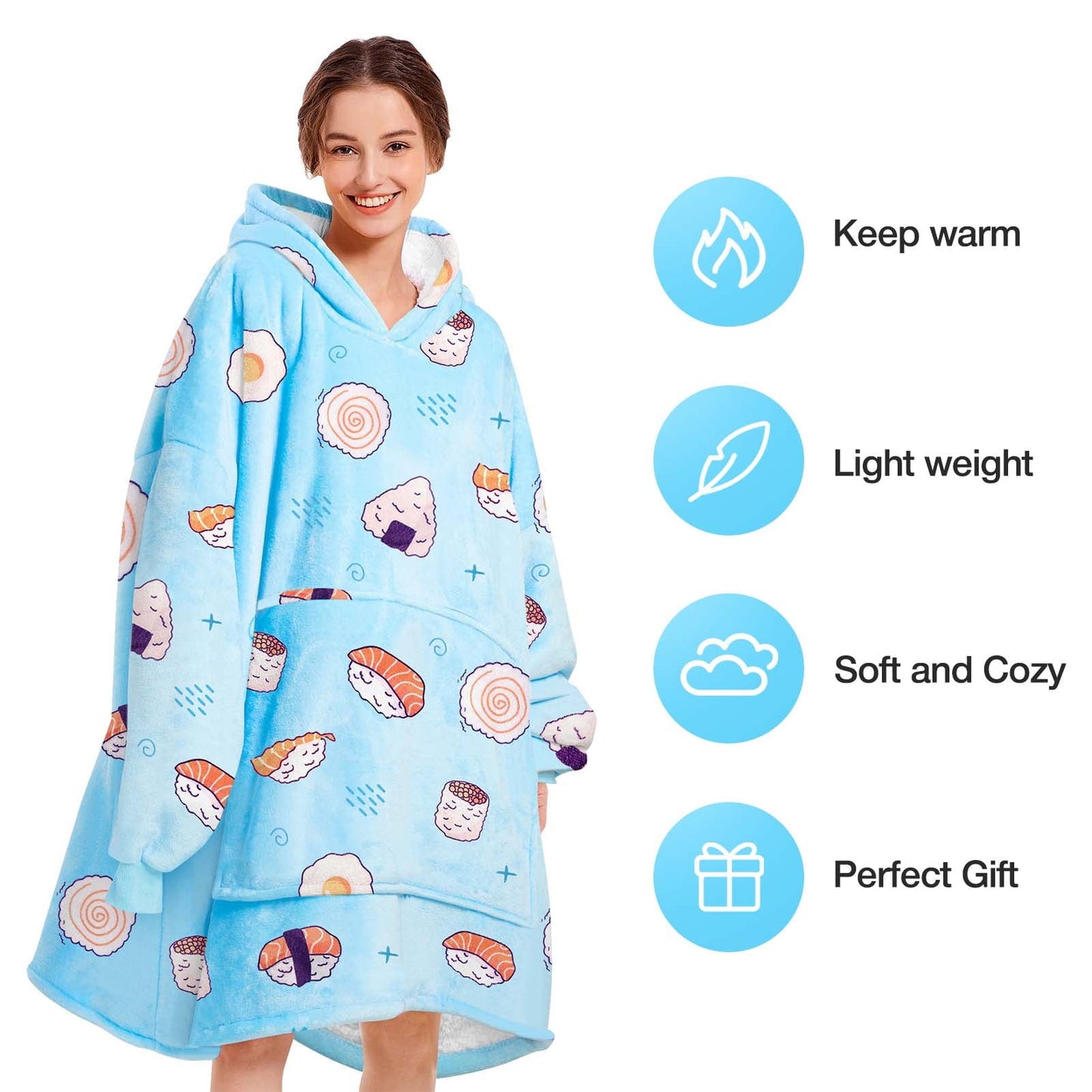 Livhil Wearable Blanket Hoodie Sweater , Oversized Blanket Hoodie with Sleeves Sherpa Sweatshirt Blanket