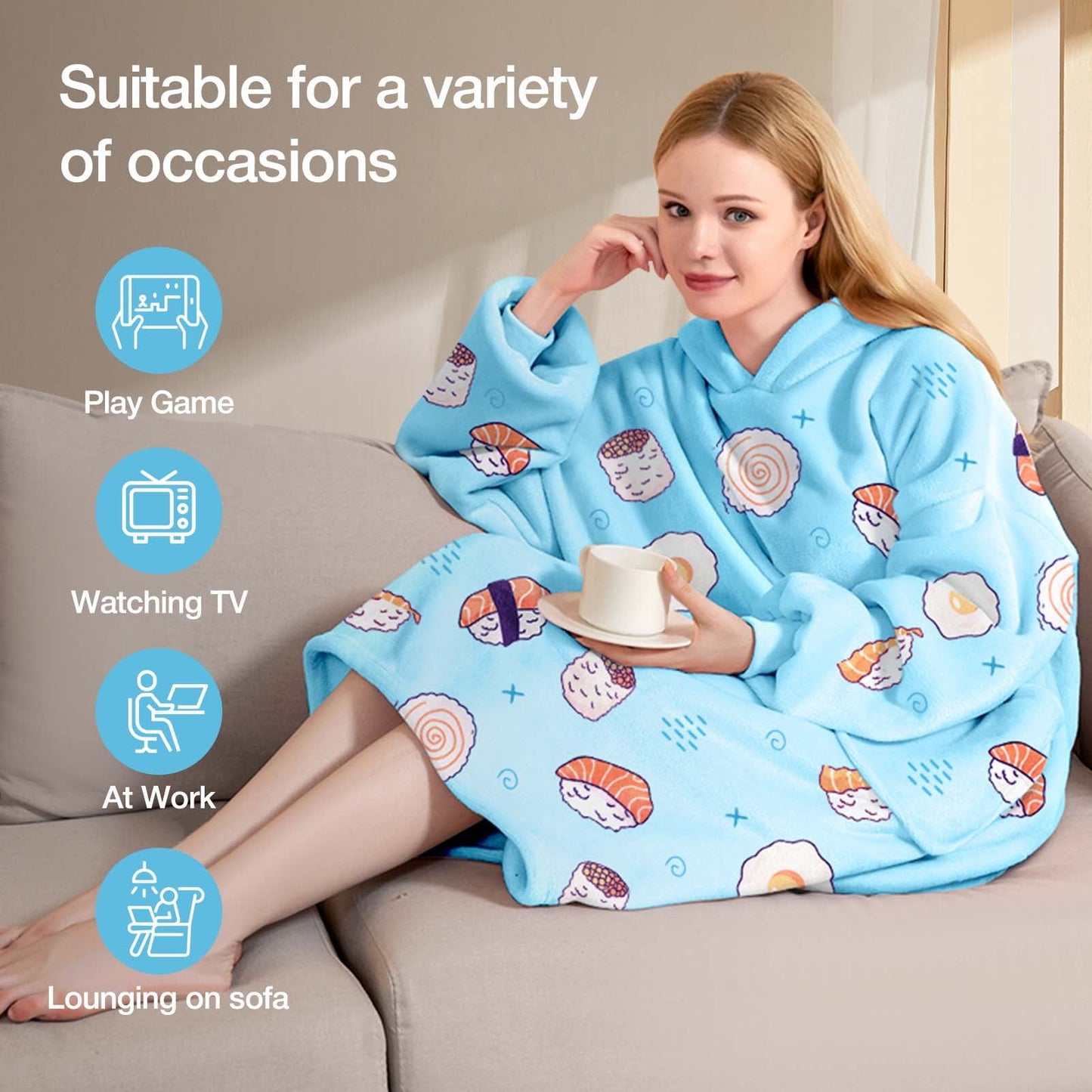 Livhil Wearable Blanket Hoodie Sweater , Oversized Blanket Hoodie with Sleeves Sherpa Sweatshirt Blanket